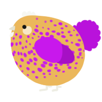 A honey and amethyst chicken with a speckle pattern