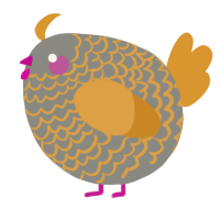 A ash and orange chicken with a lace pattern