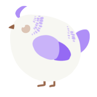 A white and lilac chicken with a neck-band pattern