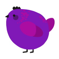 A violet and plum chicken with a neck-speckle pattern