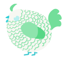 A white and spring chicken with a lace pattern