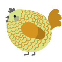 A lemon and ochre chicken with a lace pattern