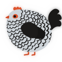 A mist and sable chicken with a lace pattern