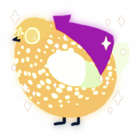 A ochre and gluppy chicken with a speckle pattern