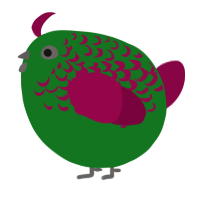 A leaf and maroon chicken with a half-lace pattern