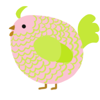 A rose and lime chicken with a lace pattern