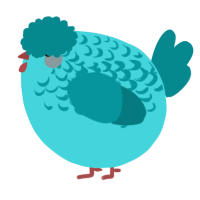 A aqua and teal chicken with a half-lace pattern