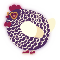 A indigo and cream chicken with a lace pattern