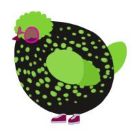 A sable and grass chicken with a speckle pattern