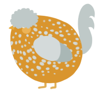 A orange and silver chicken with a speckle pattern