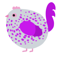 A mist and amethyst chicken with a speckle pattern