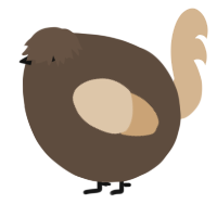 A bark and beige chicken
