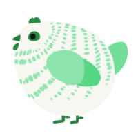 A white and spring chicken with a bar pattern