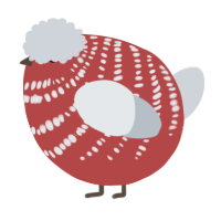 A red and mist chicken with a bar pattern