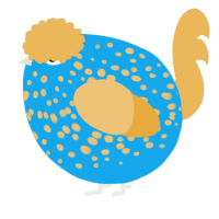 A sky and honey chicken with a speckle pattern
