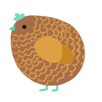 A brown and orange chicken with a lace pattern