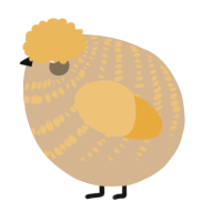 A beige and honey chicken with a bar pattern