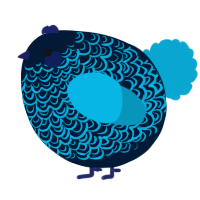 A tumblr and cerulean chicken with a double-lace pattern