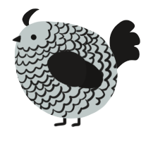 A silver and sable chicken with a lace pattern