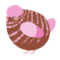A russet and pink chicken with a bar pattern