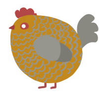 A ochre and ash chicken with a lace pattern