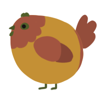 A gold and russet chicken with a head pattern