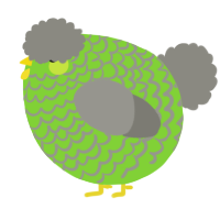 A grass and ash chicken with a lace pattern