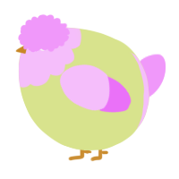 A lemon and lavender chicken with a head pattern
