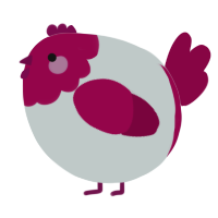 A silver and maroon chicken with a head pattern