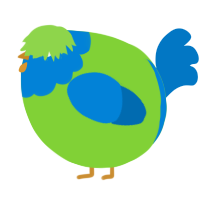 A grass and sapphire chicken with a head pattern