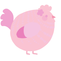 A rose and pink chicken with a bar pattern