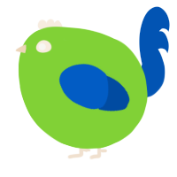 A grass and ultramarine chicken