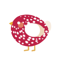 A crimson and cream chicken with a speckle pattern