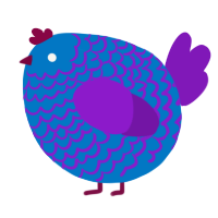 A sapphire and violet chicken with a lace pattern