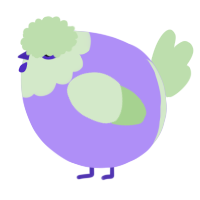 A lilac and gluppy chicken with a head pattern