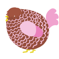 A russet and pink chicken with a lace pattern