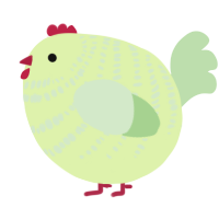 A apple and gluppy chicken with a bar pattern