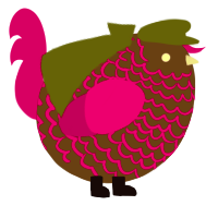 A bark and fuchsia chicken with a lace pattern
