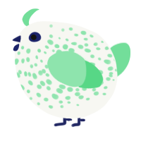 A white and spring chicken with a speckle pattern