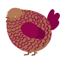 A brown and maroon chicken with a lace pattern