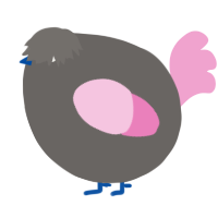 A grey and pink chicken