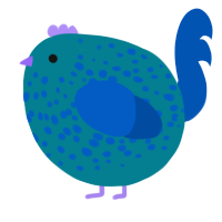 A sea and ultramarine chicken with a speckle pattern
