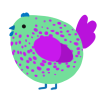 A spring and amethyst chicken with a speckle pattern