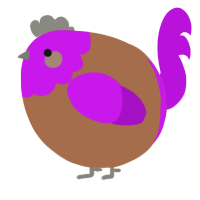 A brown and amethyst chicken with a head pattern