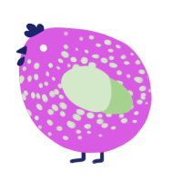 A orchid and gluppy chicken with a speckle pattern