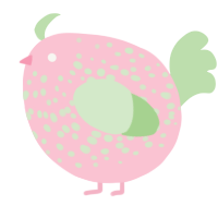 A rose and gluppy chicken with a speckle pattern