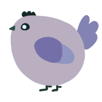 A teal and chartreuse chicken