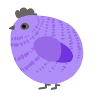 A lilac and blurple chicken with a bar pattern