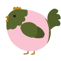 A rose and olive chicken with a head pattern