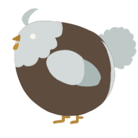 A bark and silver chicken with a head pattern